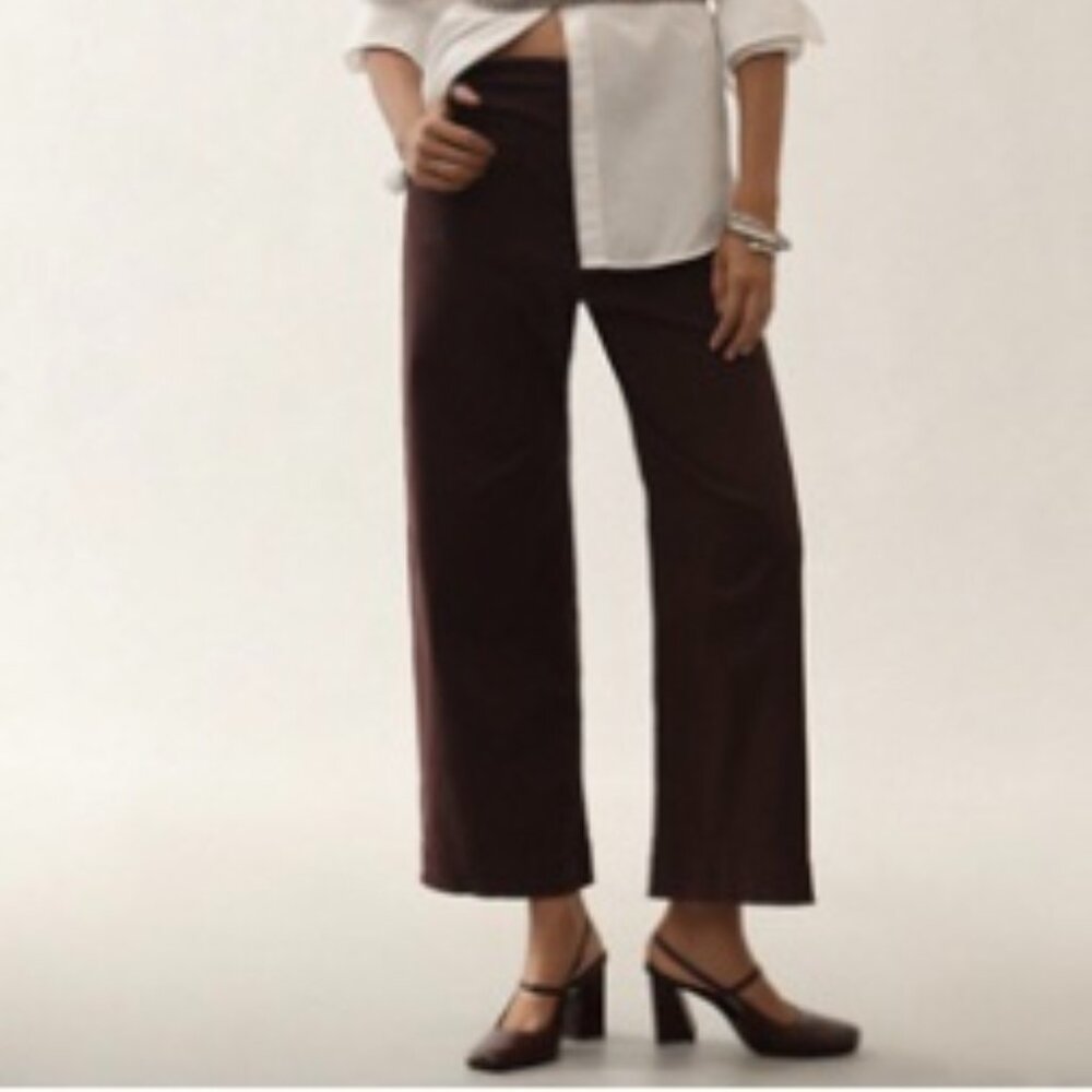 Anthropologie The Colette Cropped Wide-Leg Pants by Maeve, Brown size 27